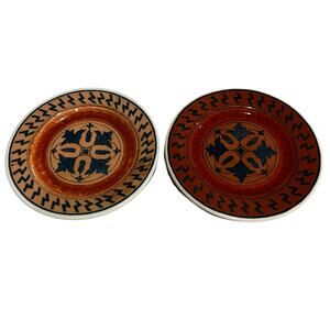 2- Lamberton Scammell China Dessert Plates Aztec Pattern 8 1/4”